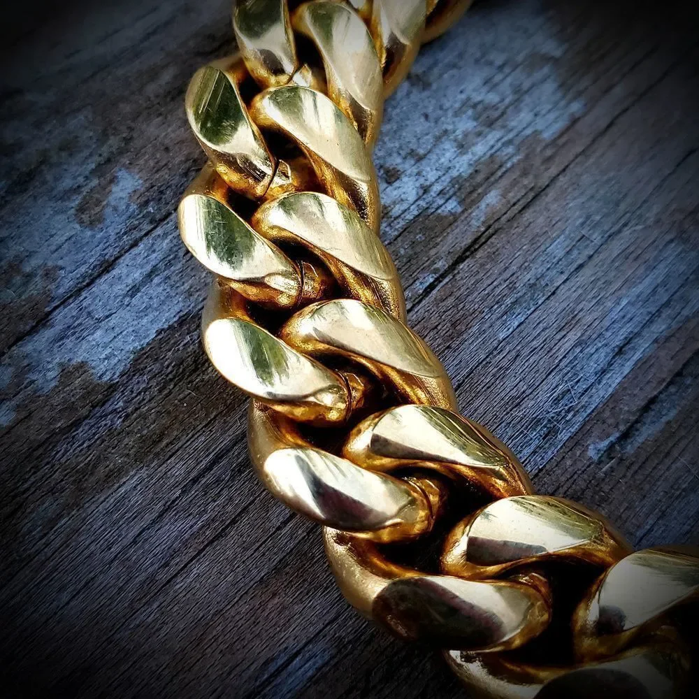 14k Gold Plated Lab Diamond Clasp Cuban Bracelet